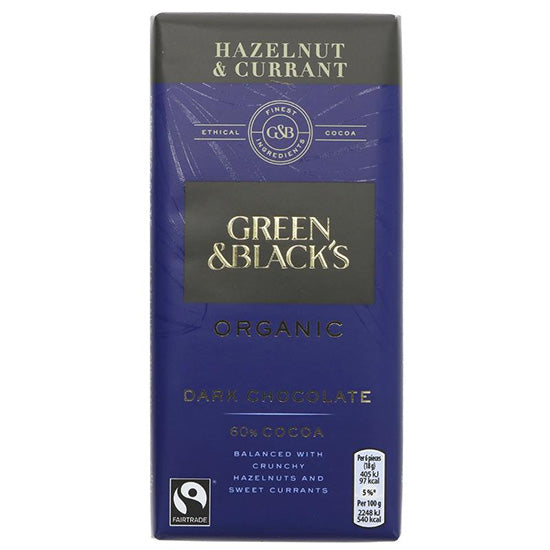 Hazelnut & Currant Dark Chocolate Bar Organic
