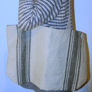 Striped Linen Tote Bag